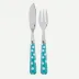 White Dots Turquoise Fish Set 8.25" (Knife, Fork)