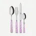 White Dots Pink 4-Pc Setting (Dinner Knife, Dinner Fork, Soup Spoon, Teaspoon)