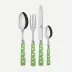 White Dots Garden Green 4-Pc Setting (Dinner Knife, Dinner Fork, Soup Spoon, Teaspoon)