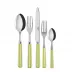 White Stripe Lime 5-Pc Setting (Dinner Knife, Dinner Fork, Soup Spoon, Salad Fork, Teaspoon)