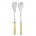 White Stripe Yellow 2-Pc Salad Serving Set 10.25" (Fork, Spoon)