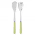 White Stripe Lime 2-Pc Salad Serving Set 10.25" (Fork, Spoon)