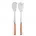 White Stripe Orange 2-Pc Salad Serving Set 10.25" (Fork, Spoon)