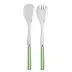 White Stripe Garden Green 2-Pc Salad Serving Set 10.25" (Fork, Spoon)