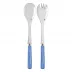 White Stripe Lapis Blue 2-Pc Salad Serving Set 10.25" (Fork, Spoon)