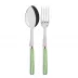 White Stripe Garden Green 2-Pc Serving Set 10.25" (Fork, Spoon)