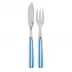 White Stripe Light Blue Fish Set 8.25" (Knife, Fork)