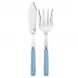 White Stripe Light Blue 2-Pc Fish Serving Set 11" (Knife, Fork)