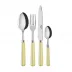 White Stripe Yellow 4-Pc Setting (Dinner Knife, Dinner Fork, Soup Spoon, Teaspoon)