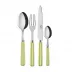 White Stripe Lime 4-Pc Setting (Dinner Knife, Dinner Fork, Soup Spoon, Teaspoon)