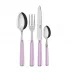 White Stripe Pink 4-Pc Setting (Dinner Knife, Dinner Fork, Soup Spoon, Teaspoon)