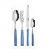 White Stripe Lapis Blue 4-Pc Setting (Dinner Knife, Dinner Fork, Soup Spoon, Teaspoon)