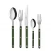 Bistrot Shiny Green 5-Pc Setting (Dinner Knife, Dinner Fork, Soup Spoon, Salad Fork, Teaspoon)
