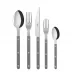 Bistrot Shiny Grey 5-Pc Setting (Dinner Knife, Dinner Fork, Soup Spoon, Salad Fork, Teaspoon)