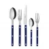 Bistrot Shiny Navy Blue 5-Pc Setting (Dinner Knife, Dinner Fork, Soup Spoon, Salad Fork, Teaspoon)