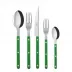 Bistrot Shiny Garden Green 5-Pc Setting (Dinner Knife, Dinner Fork, Soup Spoon, Salad Fork, Teaspoon)