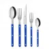 Bistrot Shiny Lapis Blue 5-Pc Setting (Dinner Knife, Dinner Fork, Soup Spoon, Salad Fork, Teaspoon)