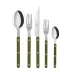 Bistrot Shiny Green Fern 5-Pc Setting (Dinner Knife, Dinner Fork, Soup Spoon, Salad Fork, Teaspoon)