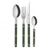 Bistrot Shiny Green 4-Pc Setting (Dinner Knife, Dinner Fork, Soup Spoon, Teaspoon)