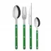 Bistrot Shiny Garden Green 4-Pc Setting (Dinner Knife, Dinner Fork, Soup Spoon, Teaspoon)