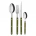 Bistrot Shiny Green Fern 4-Pc Setting (Dinner Knife, Dinner Fork, Soup Spoon, Teaspoon)