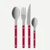 Bistrot Vintage Pearly Red 4-Pc Setting (Dinner Knife, Dinner Fork, Soup Spoon, Teaspoon)