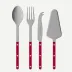 Bistrot Vintage Pearly Red Set Of 4 Serving Pieces (Serving Spoon, Serving Fork, Cheese Knife Large, Pie/Tart Server)