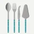 Bistrot Vintage Pearly Turquoise Set Of 4 Serving Pieces (Serving Spoon, Serving Fork, Cheese Knife Large, Tart Slicer)