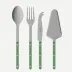 Bistrot Vintage Pearly Garden Green Set Of 4 Serving Pieces (Serving Spoon, Serving Fork, Cheese Knife Large, Tart Slicer)