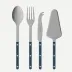 Bistrot Vintage Pearly Steel Blue Set Of 4 Serving Pieces (Serving Spoon, Serving Fork, Cheese Knife Large, Pie/Tart Server)