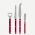 Bistrot Vintage Pearly Red Bistrot Aperitif Set (Bottle Opener, Tomato Knife, Cheese Knife Large, Butter Spreader)