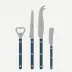 Bistrot Vintage Pearly Steel Blue Bistrot Aperitif Set (Bottle Opener, Tomato Knife, Cheese Knife Large, Butter Spreader)