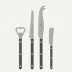 Bistrot Vintage Pearly Dark Grey Bistrot Aperitif Set (Bottle Opener, Tomato Knife, Cheese Knife Large, Butter Spreader)