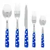 White Dots Lapis Blue 5-Pc Setting (Dinner Knife, Dinner Fork, Soup Spoon, Salad Fork, Teaspoon)