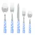 White Dots Light Blue 5-Pc Setting (Dinner Knife, Dinner Fork, Soup Spoon, Salad Fork, Teaspoon)