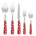 White Dots Red 5-Pc Setting (Dinner Knife, Dinner Fork, Soup Spoon, Salad Fork, Teaspoon)