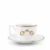 Gold Bit Gold Rim Bone China Cup and Saucer