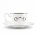 Pewter Bit Platinum Rim Bone China Cup and Saucer