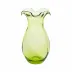 Hibiscus Glass Green Vase Vertical Fluted Small 4.25"D, 7.5"H, 26 oz
