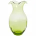 Hibiscus Glass Green Vase Vertical Fluted Large 7.5"D, 13.25"H, 160 oz