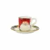 Old St. Nick Espresso Cup & Saucer - Red Hat Cup: 2.25"H, 3 oz, Saucer: 5.25"D