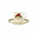 Old St. Nick Espresso Cup & Saucer - Green Hat Cup: 2.25"H, 3 oz, Saucer: 5.25"D