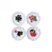 Oiseau Bleu Fruits Set Of 4 Canape Plates Assorted 6 1/2" Dia