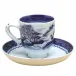 Blue Canton Demi Cup & Saucer 2.25" h