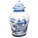 Blue Canton Ginger Jar W Cover 16" H