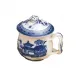 Blue Canton Pot De Creme w Lid 3.25"h