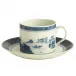 Blue Canton Tea Cup & Saucer Can Shape 2.25"H