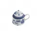 Blue Canton Mustard Pot w Lid 2.75"