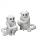 White Monkey Bookends Pair 7.75"