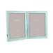 Silver Trim, Powder Blue Enamel Double Picture Frame 5 x 7 in